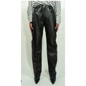 MUUBAA London Black Leather Straight Leg Pants Womens Size 16 Genuine Leather